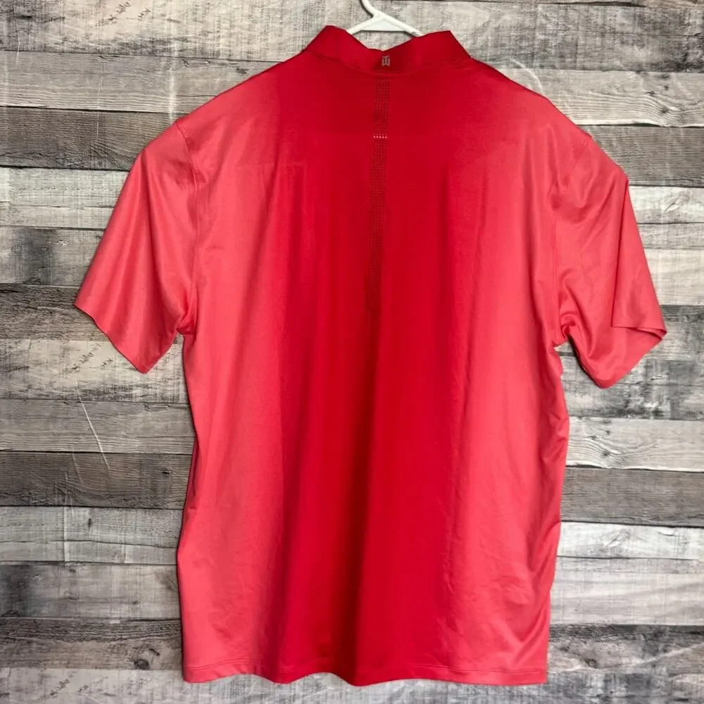 Nike Tiger Woods Gradient Lite Polo Shirt Mens Large Red Dri Fit Performance